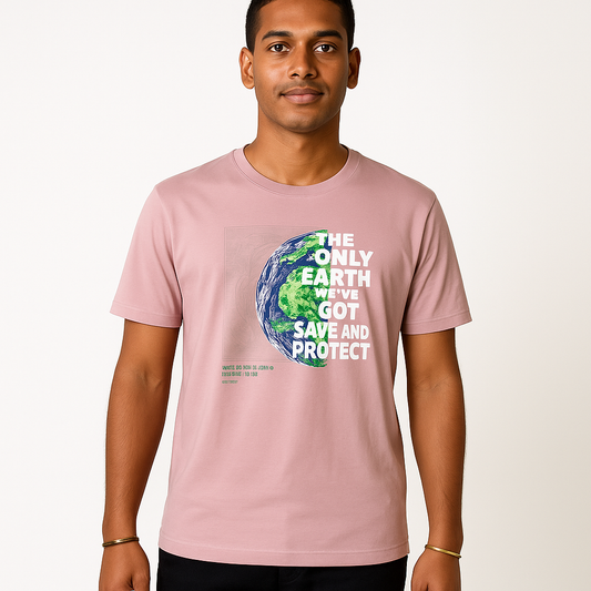 Unisex Round Neck Graphic Printed T-Shirt – Eco Earth Design | Soft Cotton | Casual Half Sleeve Tee