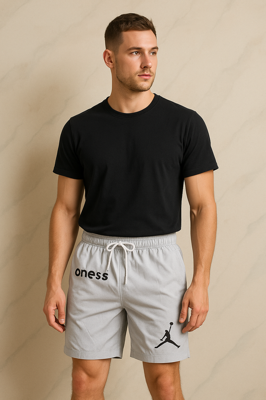 Men’s Light Grey shorts with Elastic Waistband & Cuffs – Casual & Athletic Wear